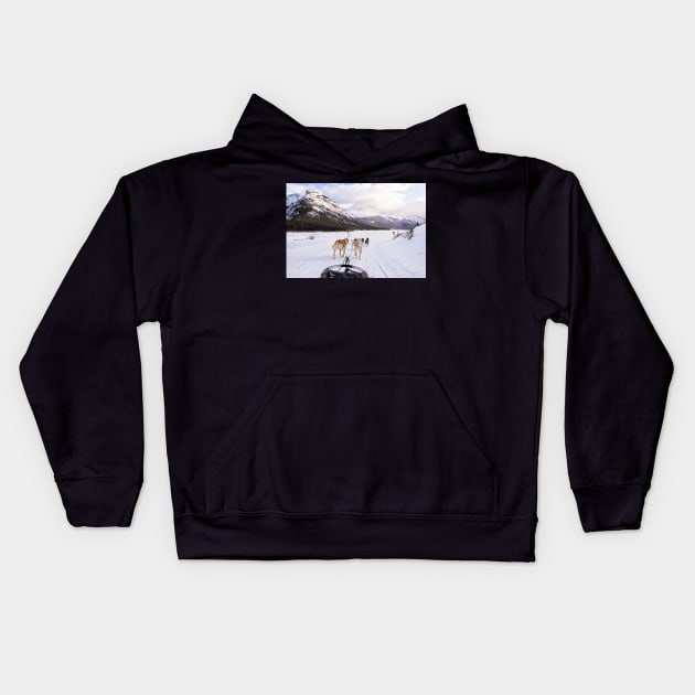 Dogsledding Perfection Kids Hoodie by krepsher